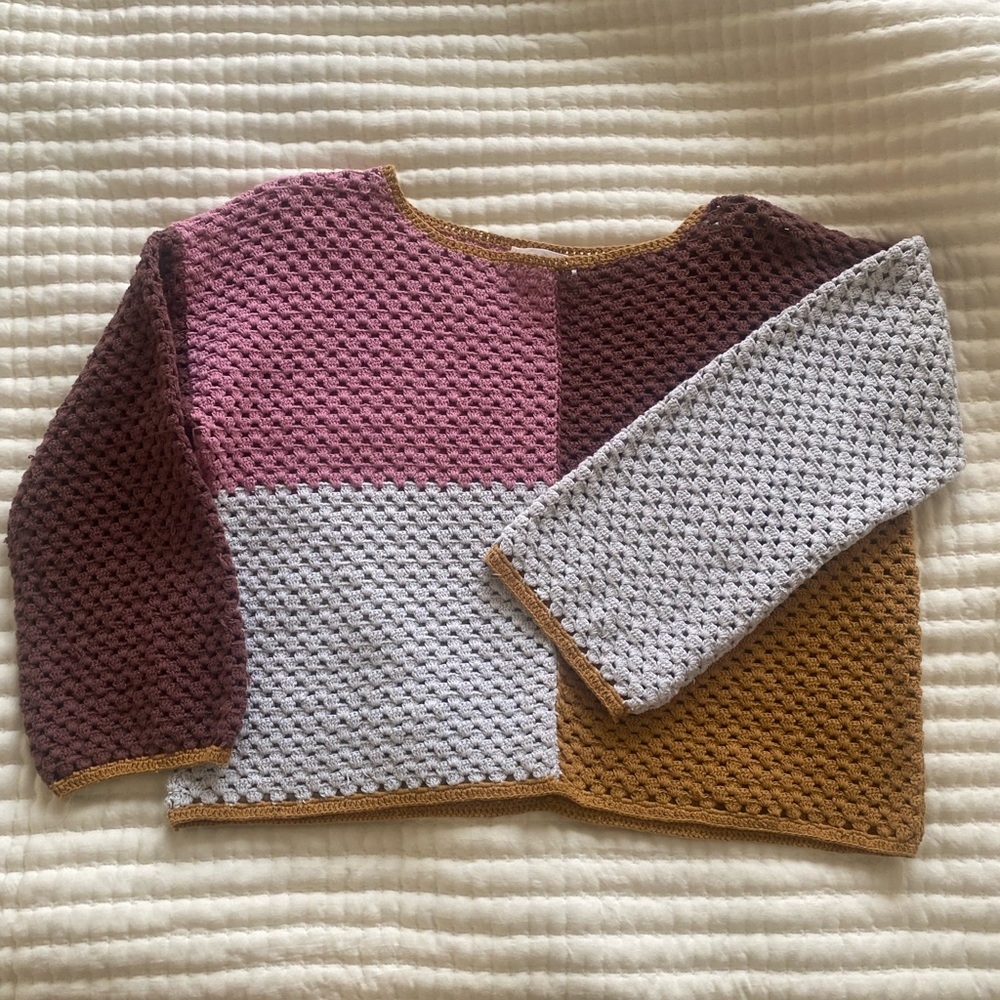 Zara Multicolor Patchwork Knit Blouse - image 1